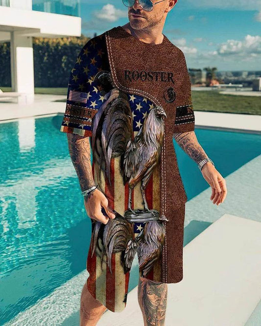 Men's Summer 3D Printed Tracksuit Set - Casual Eagle Design - Buy Center