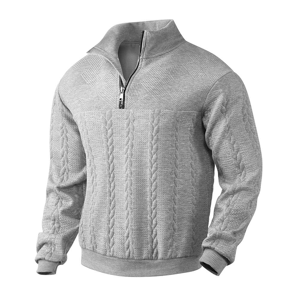 Men's Casual Knitted Stand Collar Sweater - Zippered Hoodie Style - Buy Center