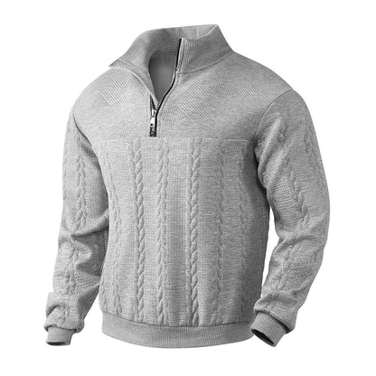 Men's Casual Knitted Stand Collar Sweater - Zippered Hoodie Style - Buy Center