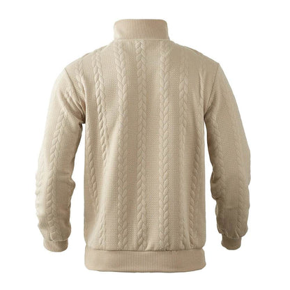 Men's Casual Knitted Stand Collar Sweater - Zippered Hoodie Style - Buy Center