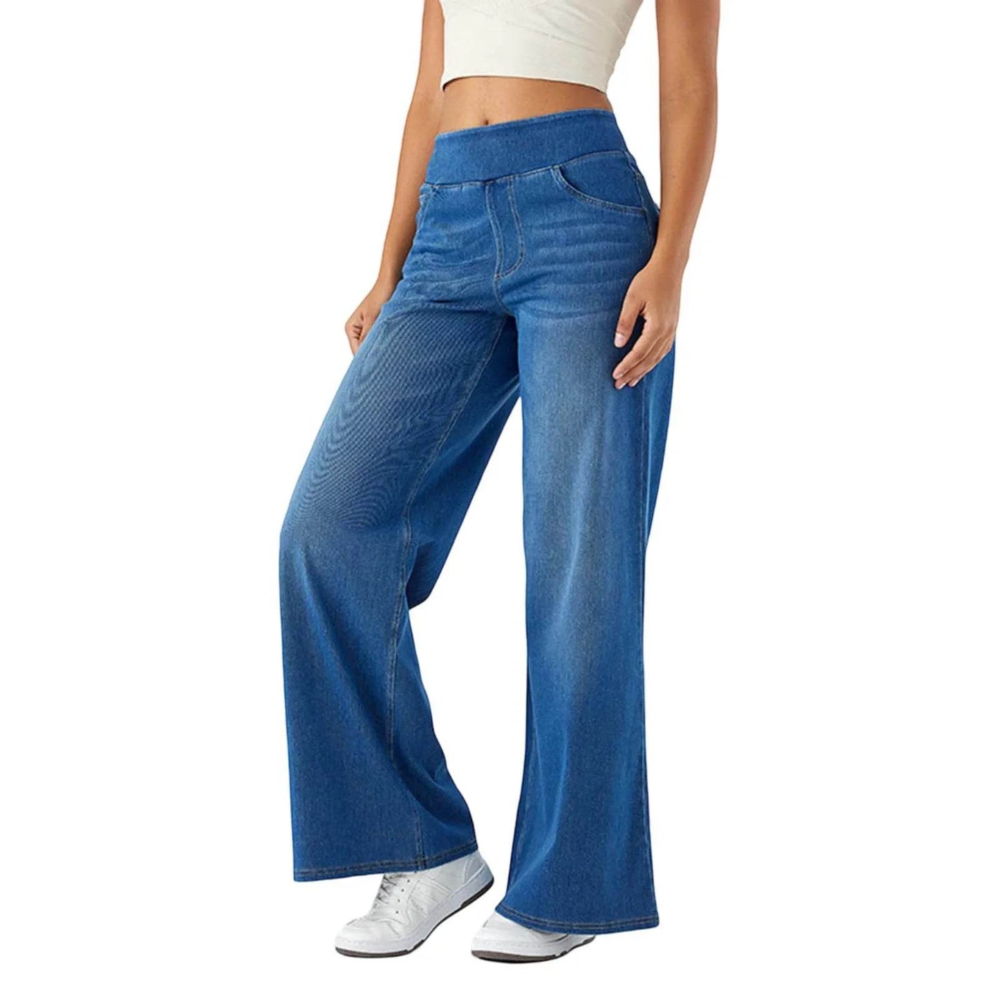 YOUYEDIAN Women’s High Waist Baggy Jeans - Retro Wide Leg Denim - Buy Center