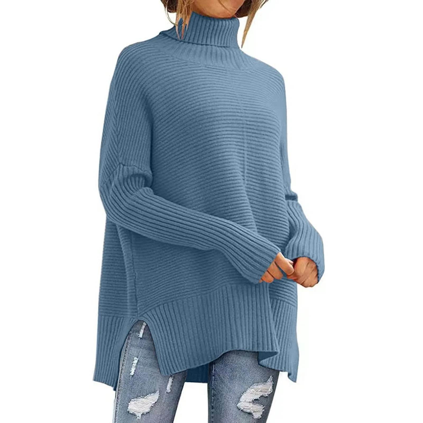 Stylish Women's Solid Turtleneck Sweater - Casual Pullover for Autumn - Buy Center
