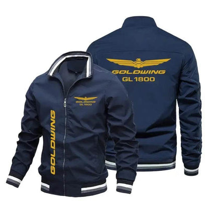 Men's Autumn/Winter Driver Jacket - Golden Wings & Printed Logo Style - Buy Center