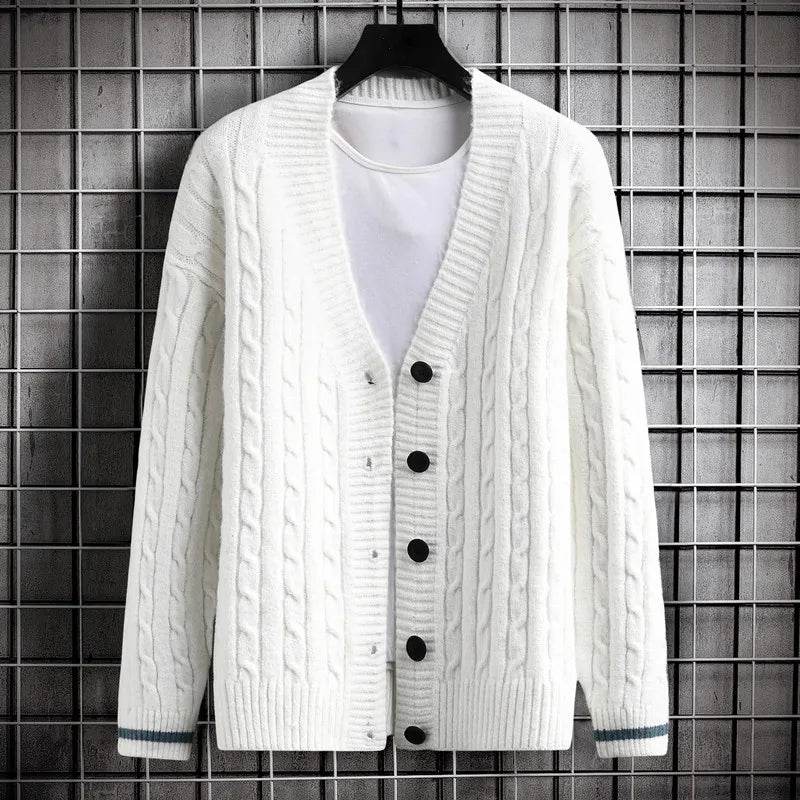 FAVOCENT Men's Slim Fit Cardigan - Casual Solid Color Sweater for Autumn - Buy Center