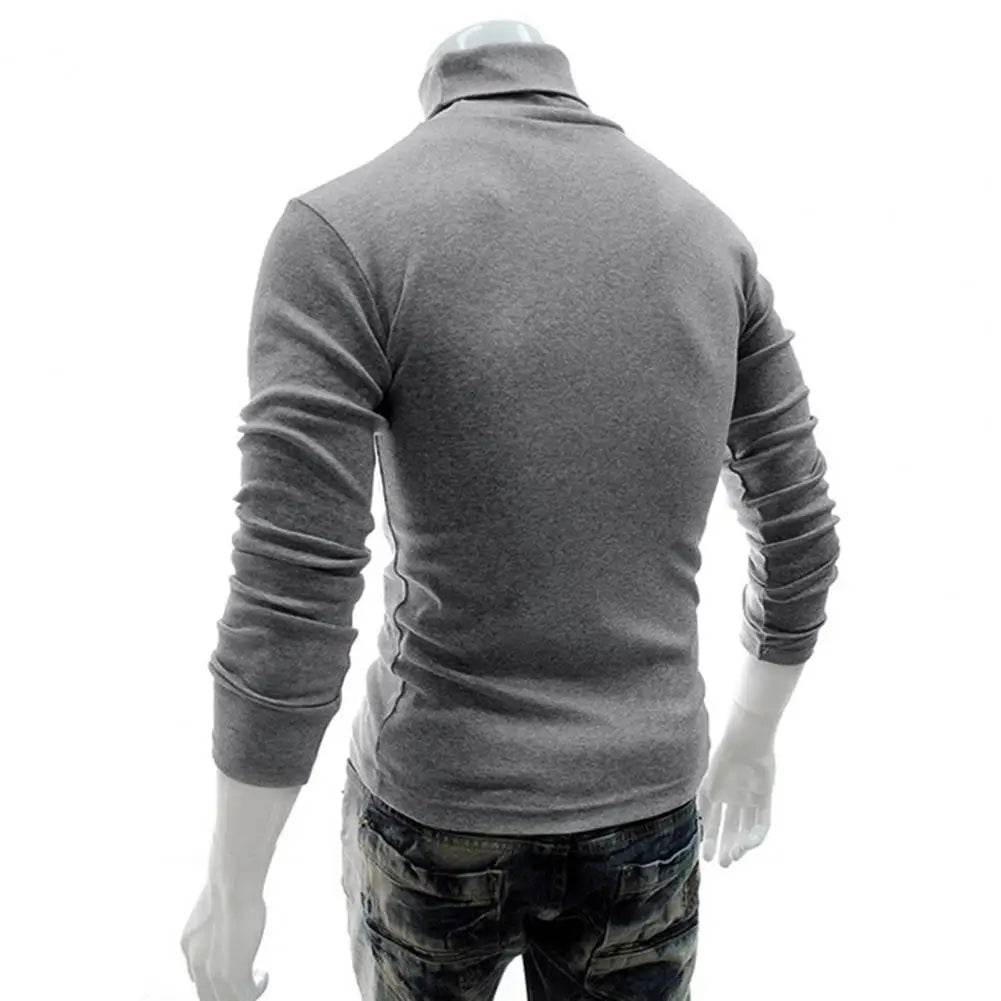 SANWOOD Men's Long Sleeve Pullover - Solid Color Stretchy Knitted Top - Buy Center