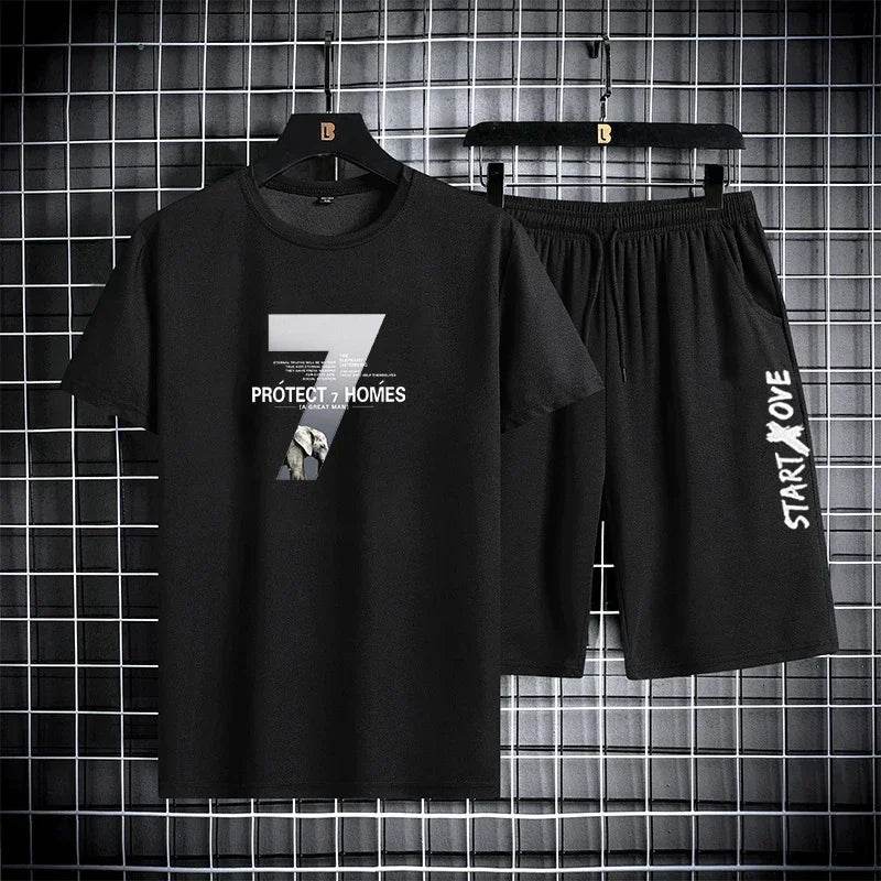 XMSFTD Men's Summer T-Shirt and Shorts Set - Casual Sportswear - Buy Center