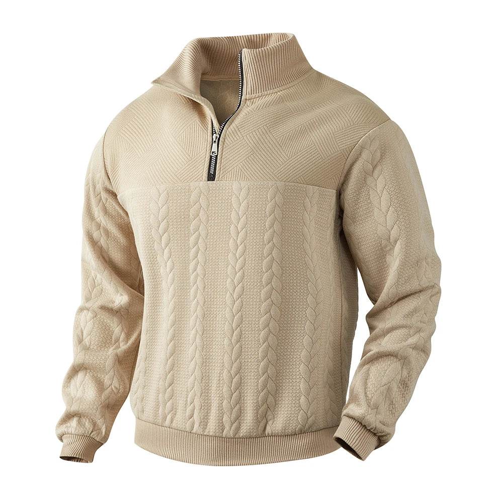 Men's Casual Knitted Stand Collar Sweater - Zippered Hoodie Style - Buy Center