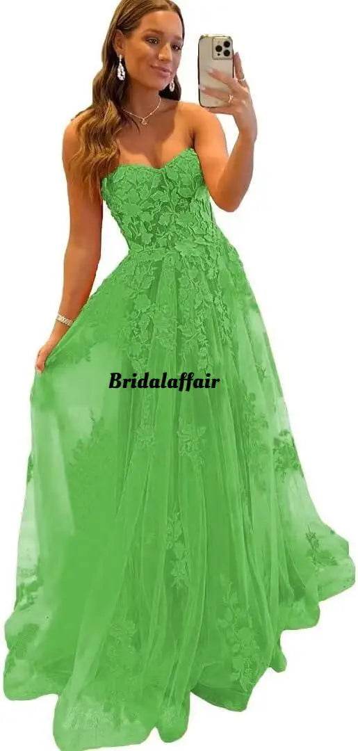 Bridalaffair Orange Lace Appliques A-Line Prom Dress - Sweetheart Neckline - Buy Center