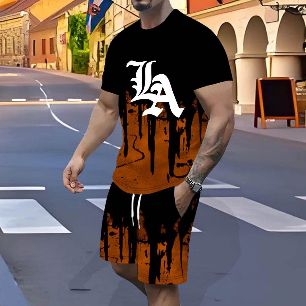 Men's Fast-Drying Sports Suit - 3D Gradual Change Polyester Design - Buy Center