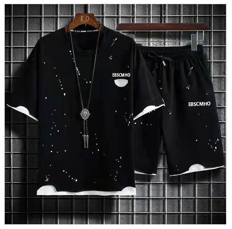 Plus Size 7XL Summer Men's Tracksuit - Casual Patchwork Set - Buy Center