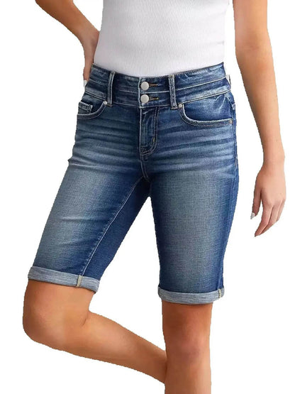 2025 Women's Slim Fit Denim Shorts - Casual Knee Length Style - Buy Center