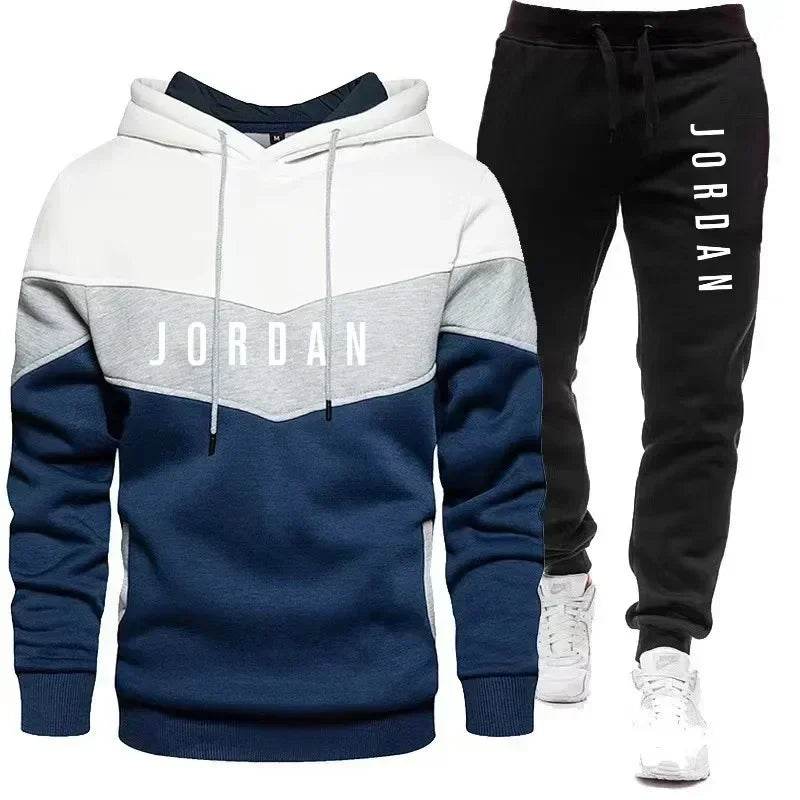 Men's Spliced Casual Hoodie & Pants Set - Spring Autumn Sports Suit - Buy Center
