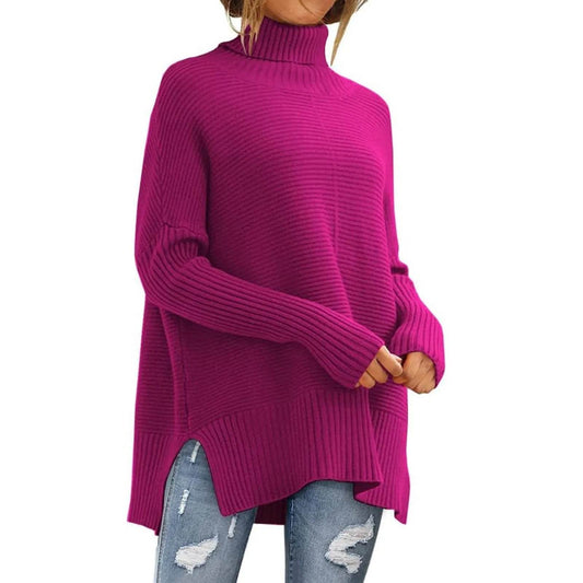 Stylish Women's Solid Turtleneck Sweater - Casual Pullover for Autumn - Buy Center