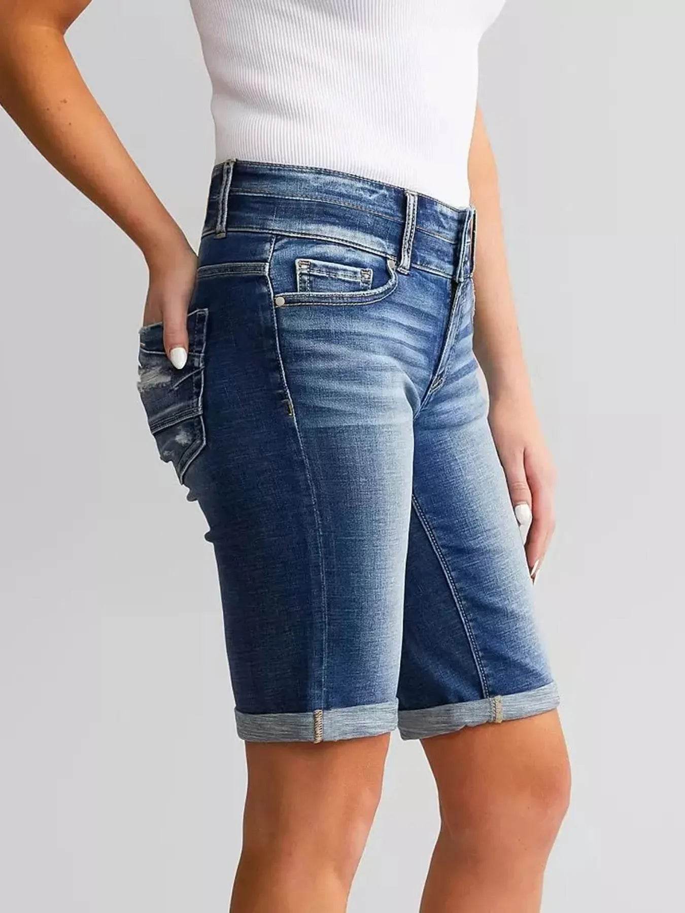 2025 Women's Slim Fit Denim Shorts - Casual Knee Length Style - Buy Center