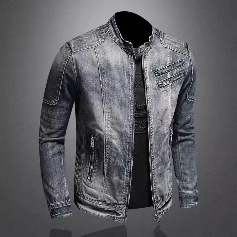Wulend Men’s Slim Fit Denim Jacket - Casual Zipper Coat for Autumn - Buy Center