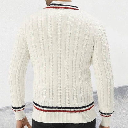 2024 Autumn Fashionable Sweater Mens Long Sleeve V Neck Striped Knit Jumpers Men Casual Slim Knitting Pullover Tops Streetwear - Buy Center