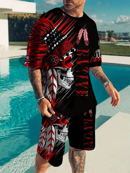 Yeae Plus Size Men's Summer Suit - Short Sleeve, Drawstring Shorts - Buy Center