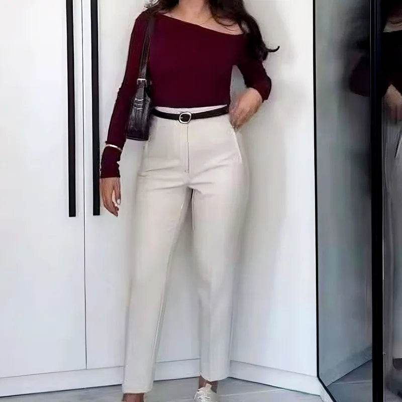 TRAF High Waist Women's Trousers - Office Wear & Casual Style - Buy Center