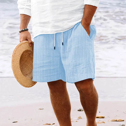 2025 Men's Striped Beach Shorts - Cotton Linen Multi-Bag Style Pants - Buy Center