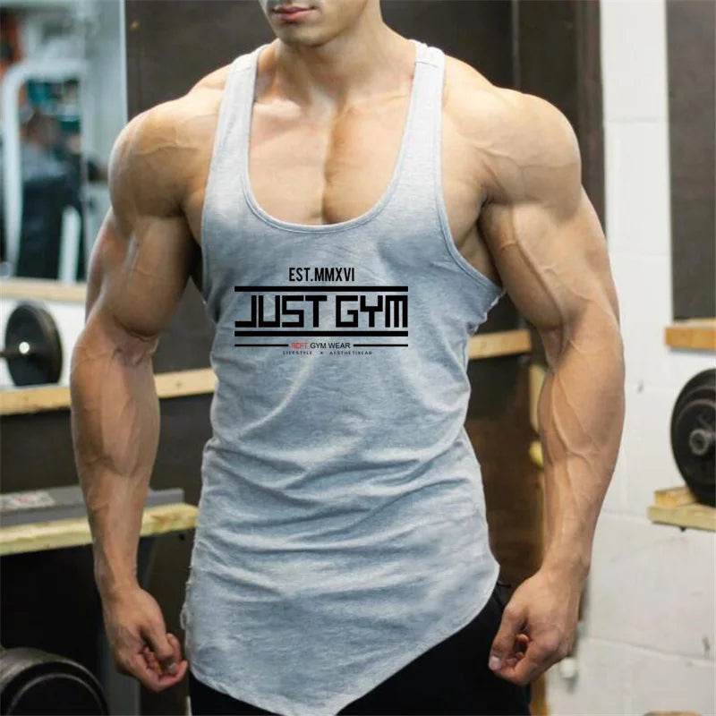 Muscleguys Men's Cotton Gym Tank Top - Breathable Irregular Hem Vest - Buy Center