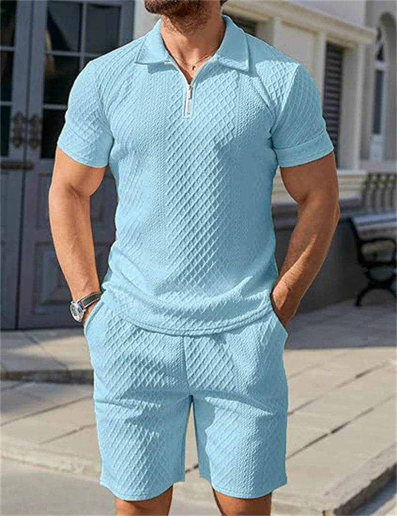 KUXEECOOL Men's Casual Polo Shirt & Shorts Set - Summer Style - Buy Center