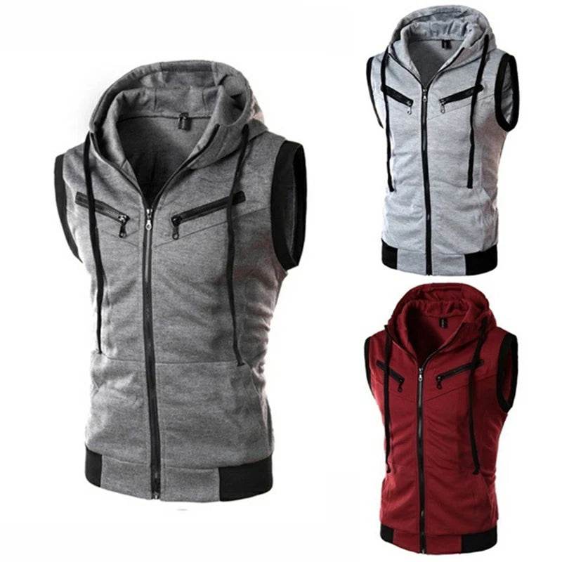 2023 Men's Hooded Sleeveless Cardigan Vest - Plus Size S-4XL Streetwear - Buy Center
