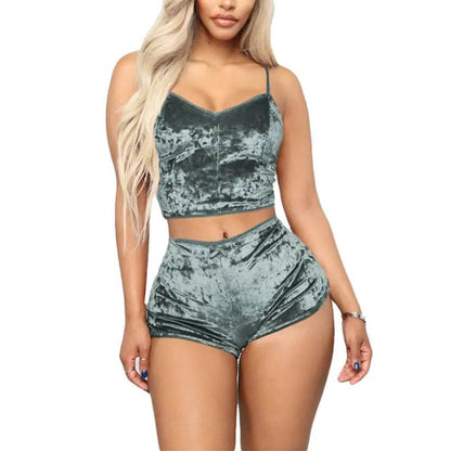 Velvet Women’s Spaghetti Strap Pajama Set - Summer Sleepwear - Buy Center