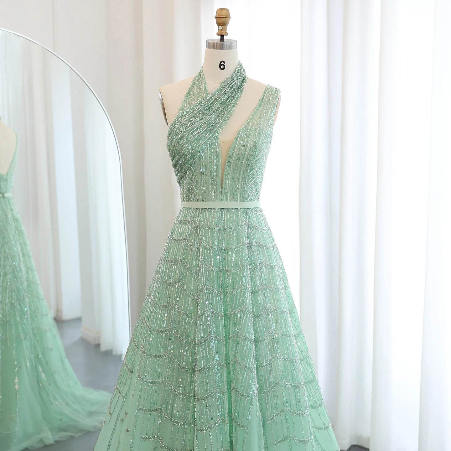 Sharon Said Luxury Lilac Beaded Evening Dress - Formal Prom Gown - Buy Center