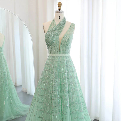 Sharon Said Luxury Lilac Beaded Evening Dress - Formal Prom Gown - Buy Center