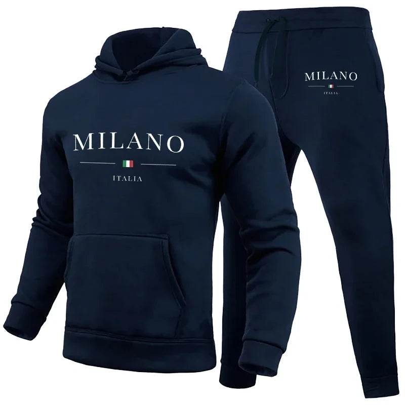 Milano Print Men's Luxury Hoodie Set - Casual Sweatshirt & Jogging Trousers - Buy Center