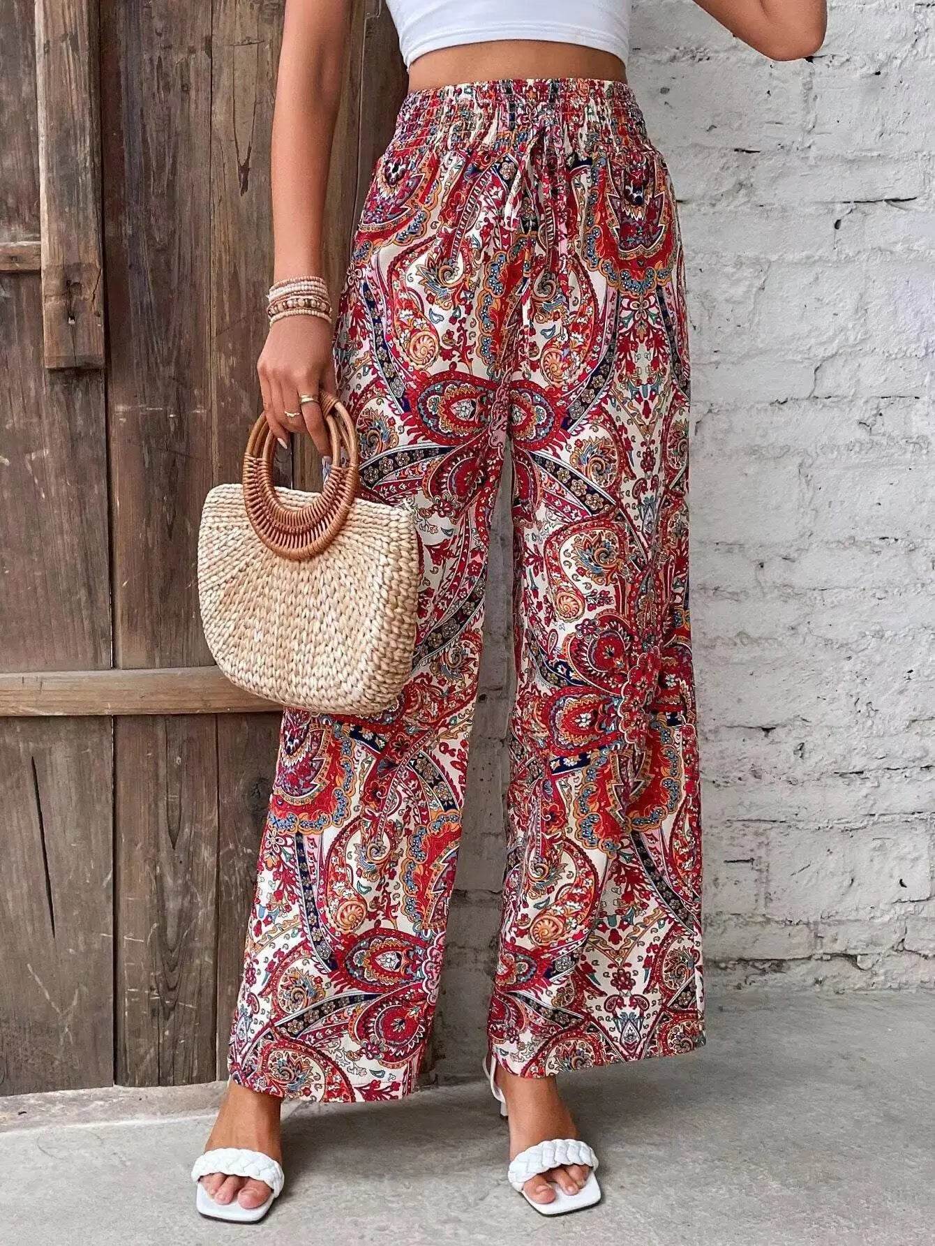 Vintage Tie Dye Wide-Leg Pants for Women - Casual Spring Style - Buy Center