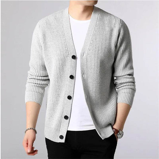 FAVOCENT Men's Solid Cardigan - Casual Single Breasted Knit Sweater - Buy Center