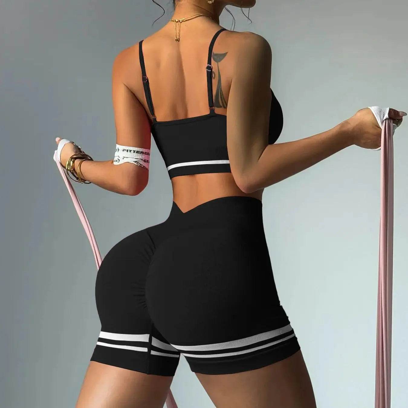 Women’s Outdoor Sports Set - V Back Bra and Shorts for Yoga - Buy Center