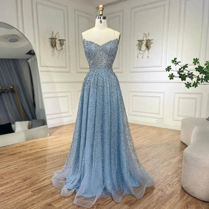 SERENE HILL A-Line Strapless Beaded Evening Dress - Purple Luxury - Buy Center