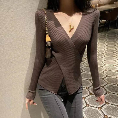 XIBUSANA Women’s V-Neck Knitwear - Casual Long Sleeve Pullover - Buy Center