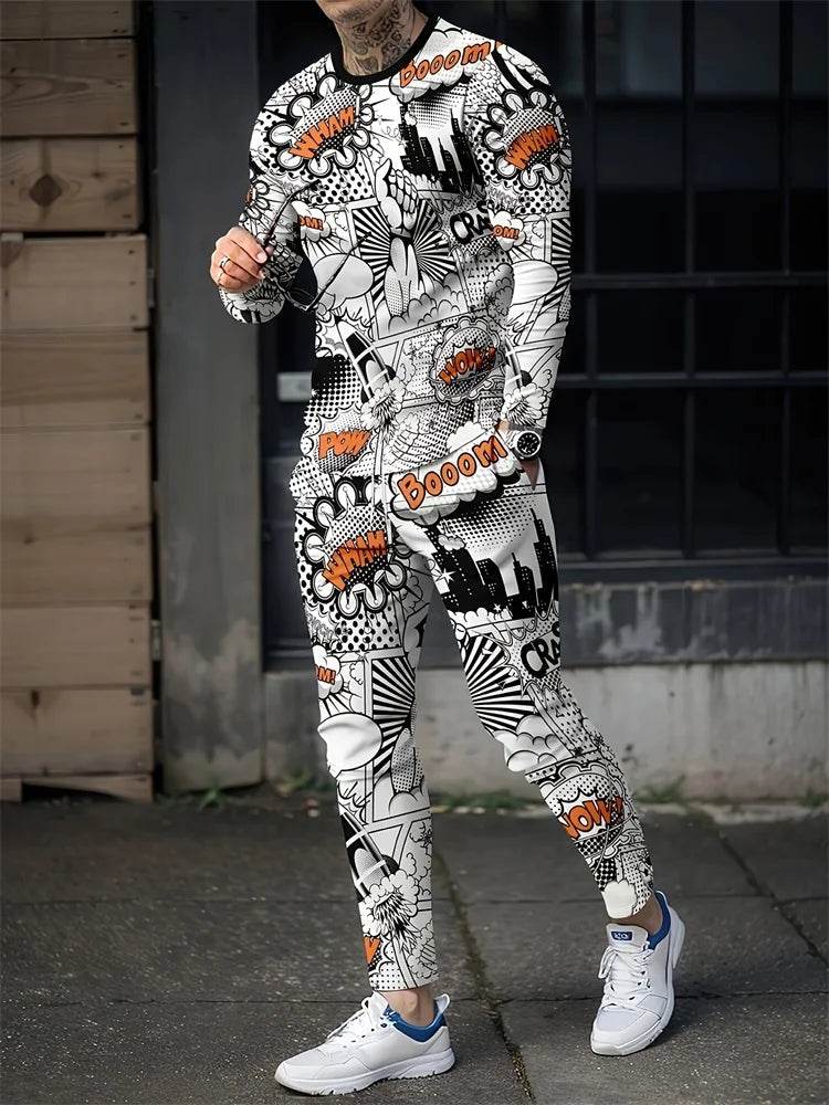 Urban Street Fashion Men's 2pcs Casual Suit - 3D Printed Smile Shirt - Buy Center