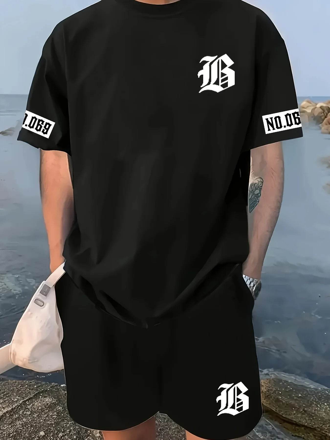 Stylish Men's Casual Suit Set - T-Shirt & Shorts for Summer - Buy Center