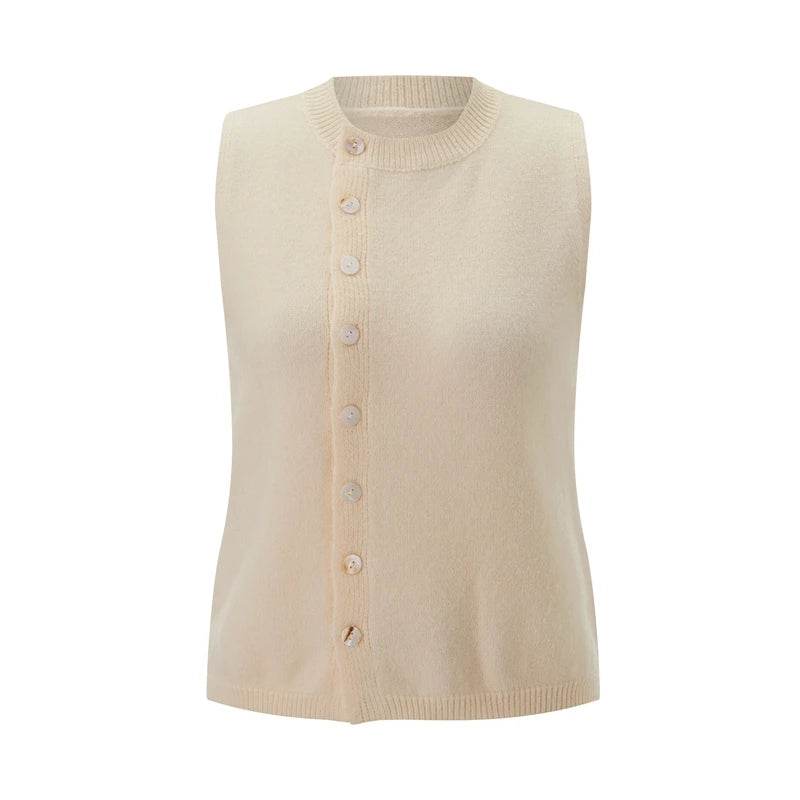 Maemukilabe Women's Elegant Crop Sweater Vest - Buttoned Cardigan - Buy Center