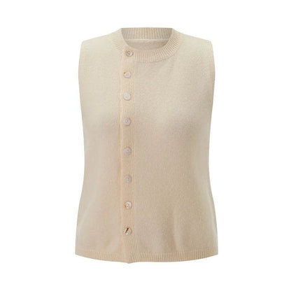 Maemukilabe Women's Elegant Crop Sweater Vest - Buttoned Cardigan - Buy Center