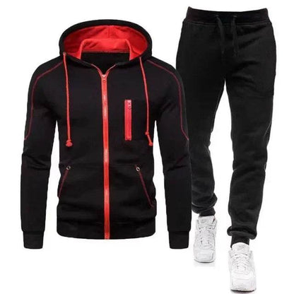 QIWN 2024 Men's Double Zipper Jacket & Hoodie Tracksuit Set - Buy Center