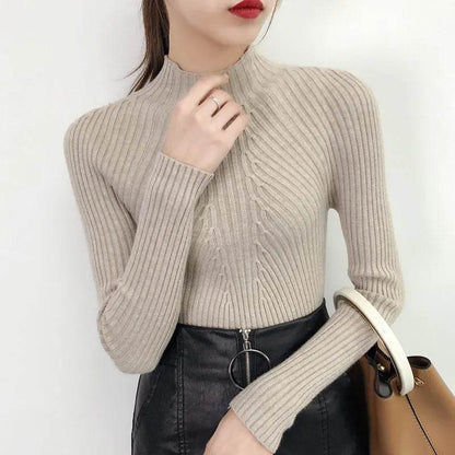 Women’s Slim Turtleneck Sweater - Casual Knit Pullover for Winter - Buy Center