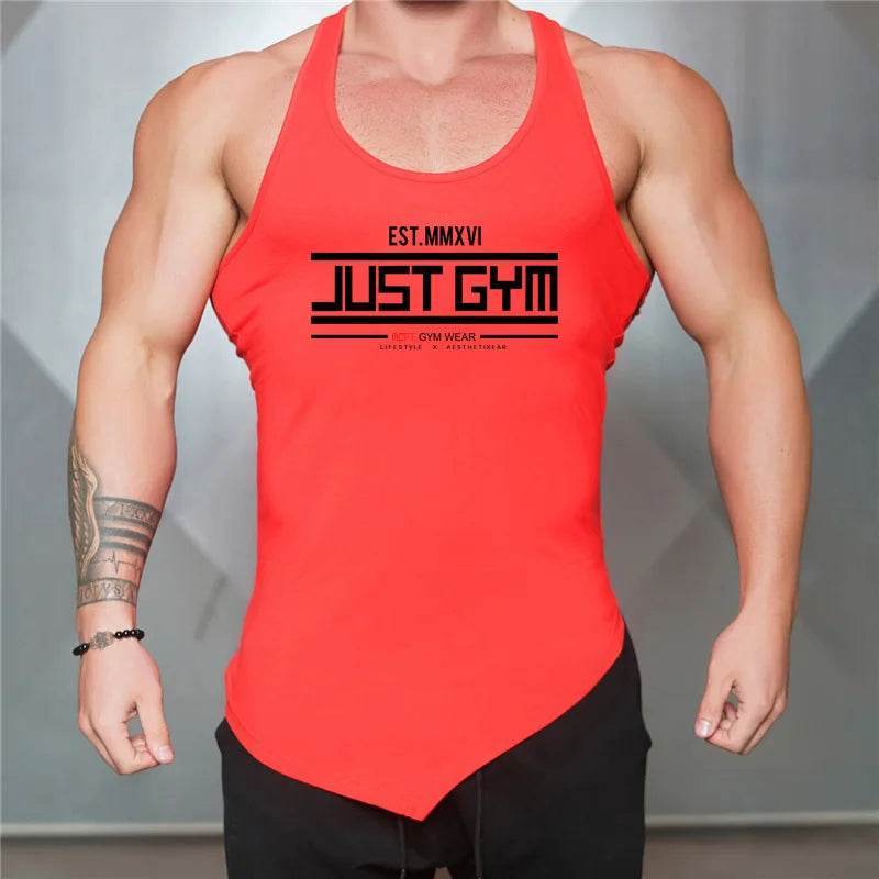 Muscleguys Men's Cotton Gym Tank Top - Breathable Irregular Hem Vest - Buy Center