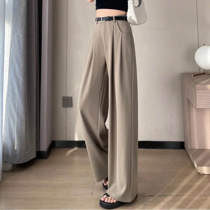 Elegant High Waist Wide Leg Trousers - Office Pants for Women - Buy Center