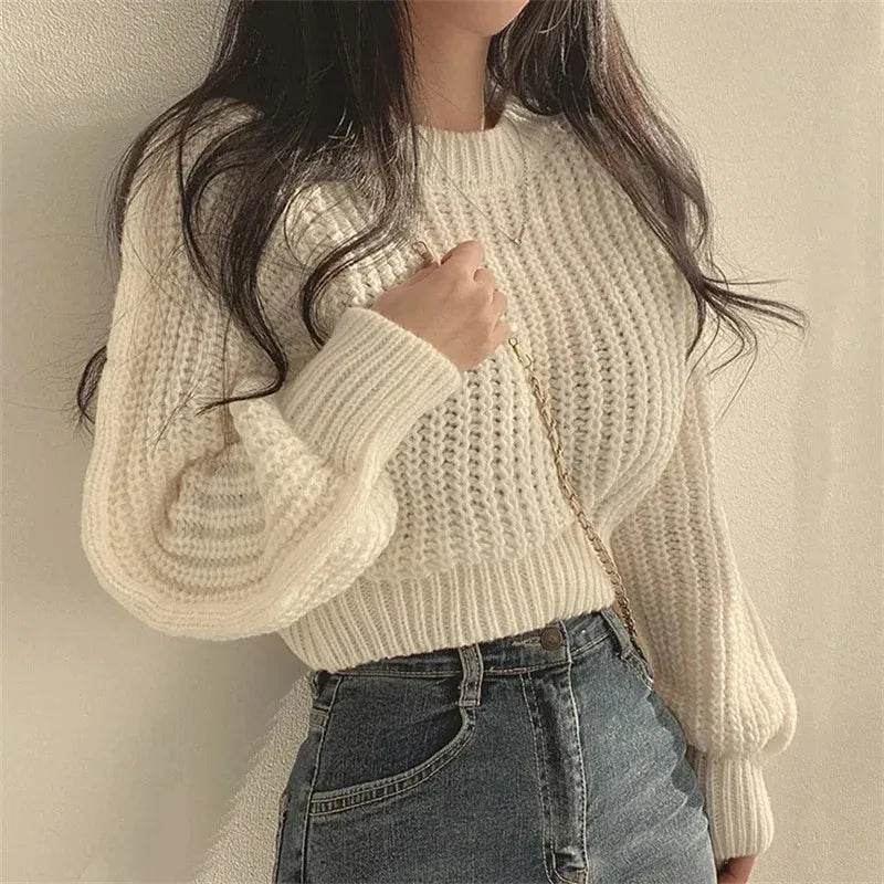 Chic Loose Vintage Harajuku Sweater - Soft Warm Knit Tops for Women - Buy Center
