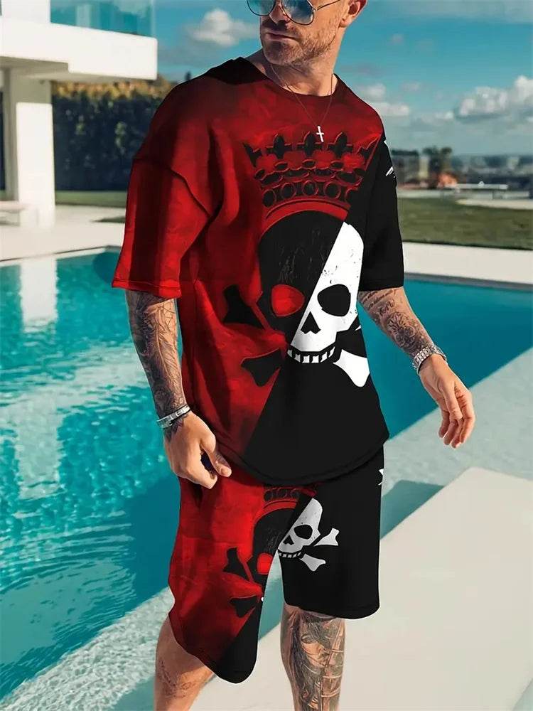 Yeae Plus Size Men's Summer Suit - Short Sleeve, Drawstring Shorts - Buy Center