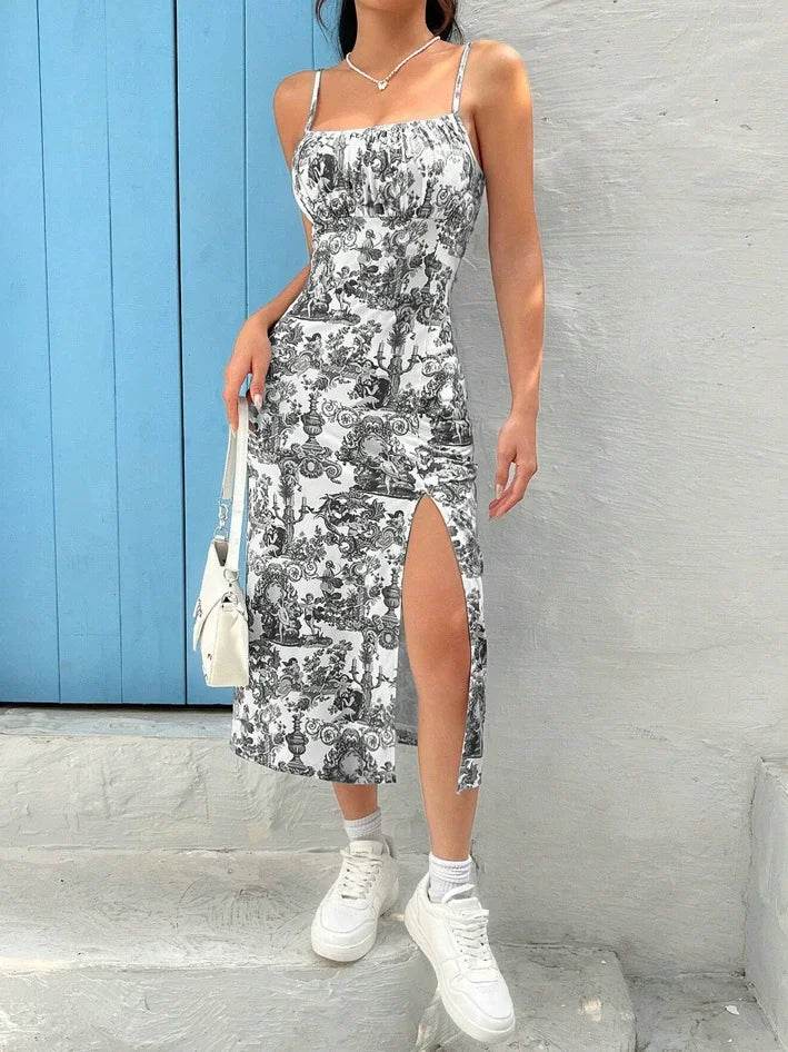 Daisy Leopard Print Maxi Dress - Strapless High Slit for Spring 2025 - Buy Center