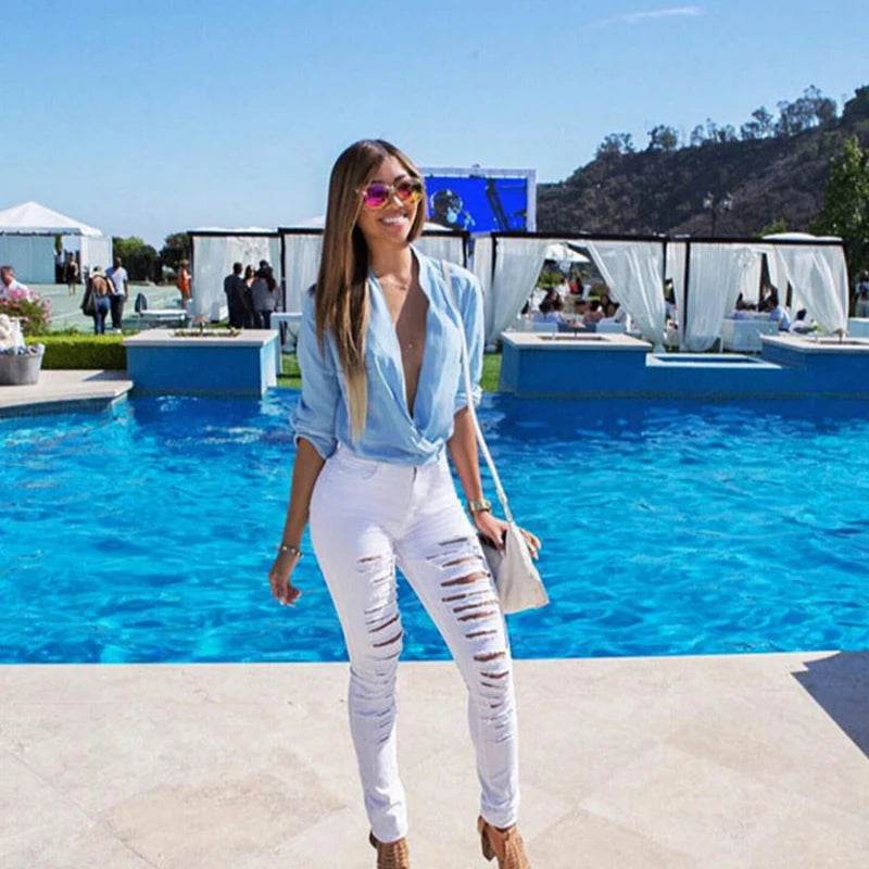 Liva Girl High Waist Ripped Jeans for Women - Skinny Denim Style - Buy Center