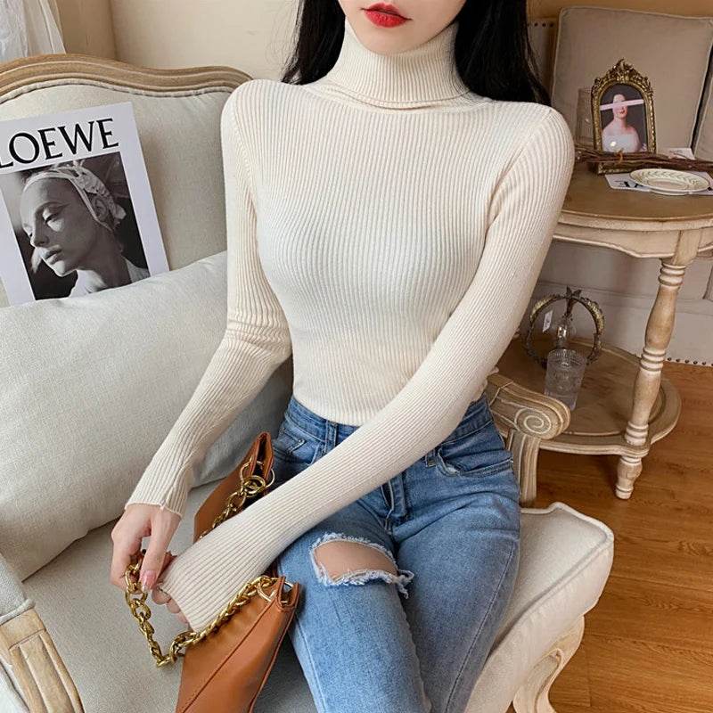 Women's Knitted Turtleneck Pullover - Autumn Winter Sweater - Buy Center