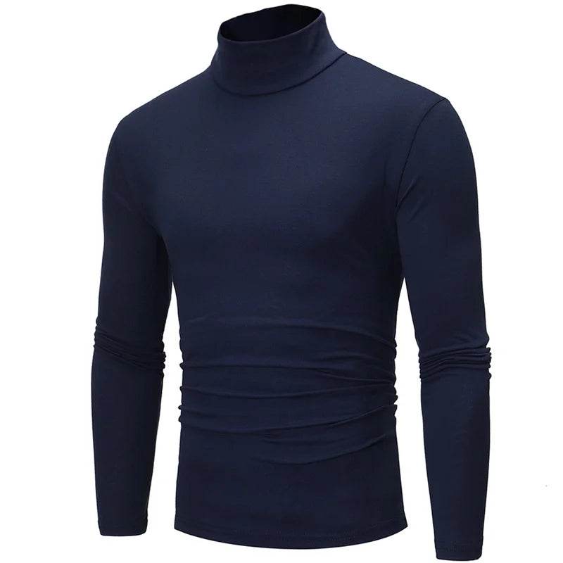 Bigsweety Men's Slim Fit Turtleneck Pullover - Casual Solid Color Top - Buy Center