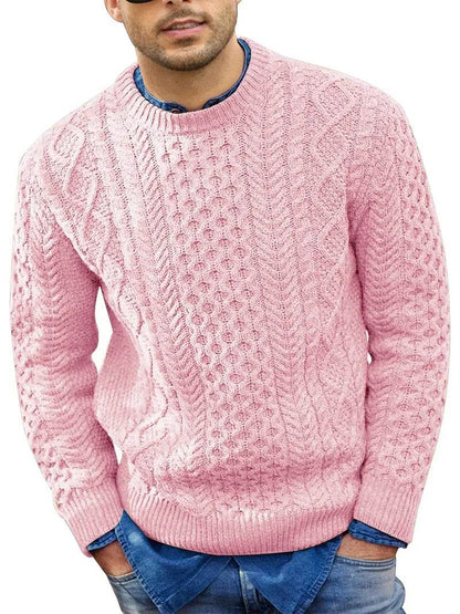 Pink Sweater Men's 2024 Autumn Winter New Pure Color Pullover Knitted Sweater Menwear Fashion Large Size Male Clothing - Buy Center